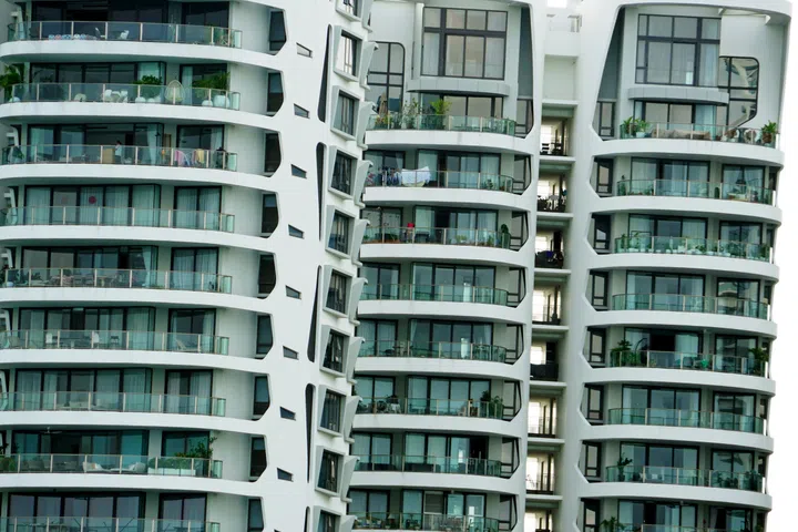 Modern towers at Harbourfront in Singapore.