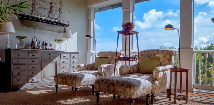 The main house offers tasteful furnishings and a classic style.