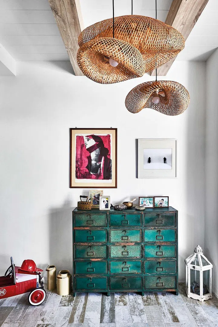 Several paintings that adorn the walls were gifts from Eugenio’s adoptive mother, who had worked with prominent artists, including Andy Warhol.