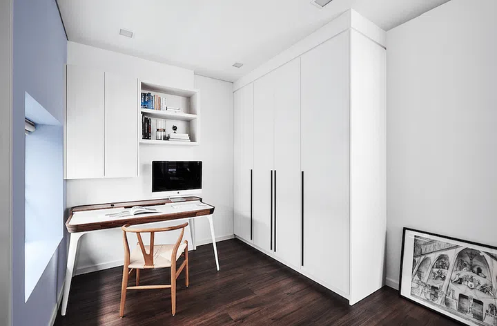 This study room is situated within the kids' playroom