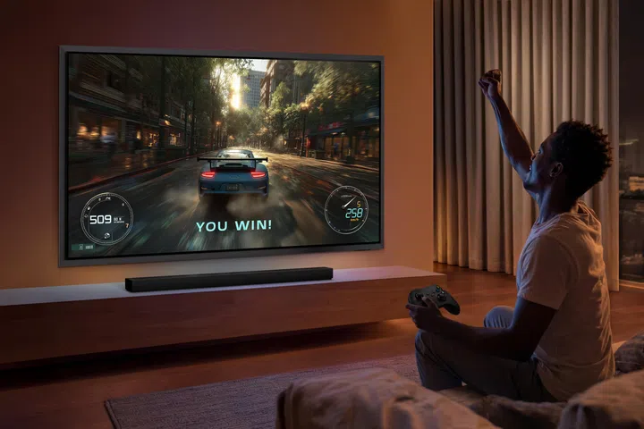 Samsung OLED S95H comes with Wireless One Connect, meaning you can route all your HDMI cables into an external box hidden away in a cabinet, leaving just a single power cable running to the TV.