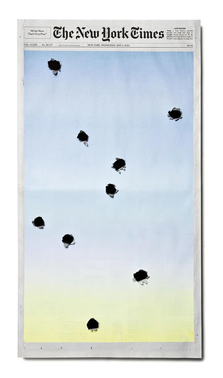 Sho Shibuya
SERBIA. May
3, 2023. 305 x
559 mm / 12 x
22 in. Acrylic. A
seventh-grade
student carried
out a mass
shooting at a
school in Serbia,
killing eight
children and a
security guard.