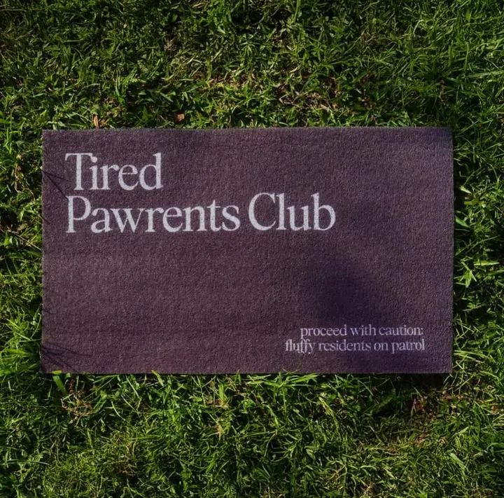 Everyday Reminders Tired Adults Club Waterproof Door Mat  (@everydayreminders.co). 