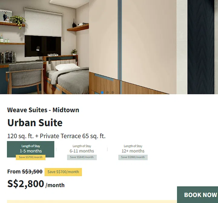 Single bed and study desk at he Weave Suites Midtown Singapore co-living Urban Suite