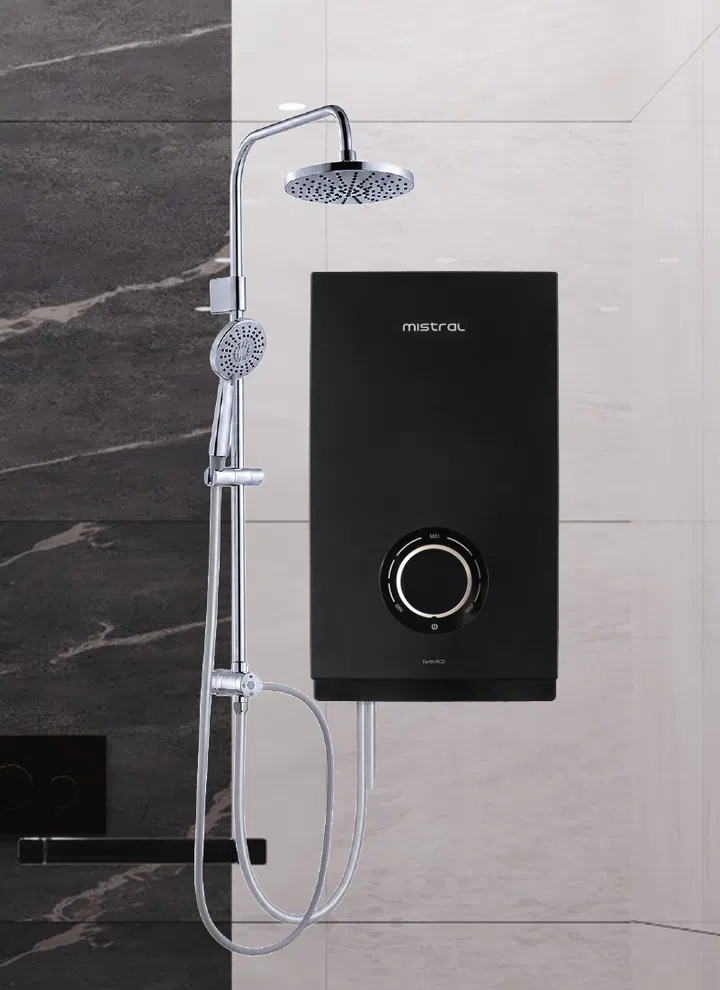 Mistral Instant Shower Heater with DC Pump & Rain Shower MSH103 ($369)