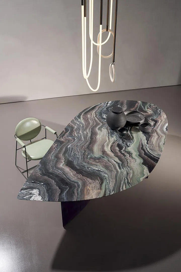 Marble Baxter Ronchamp Table, price by request, from Space Furniture.