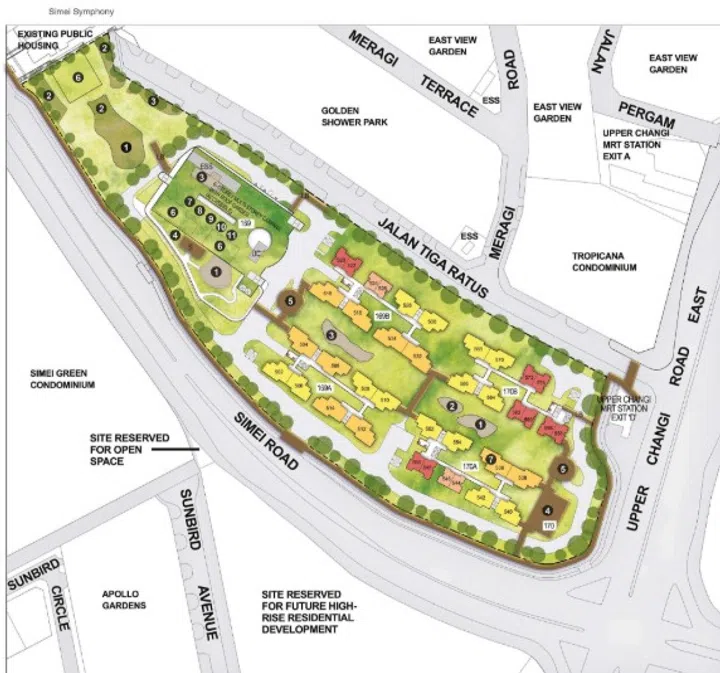 Site plan of Simei Symphony HDB BTO, launched in the July 2025 HDB BTO sales exercise.