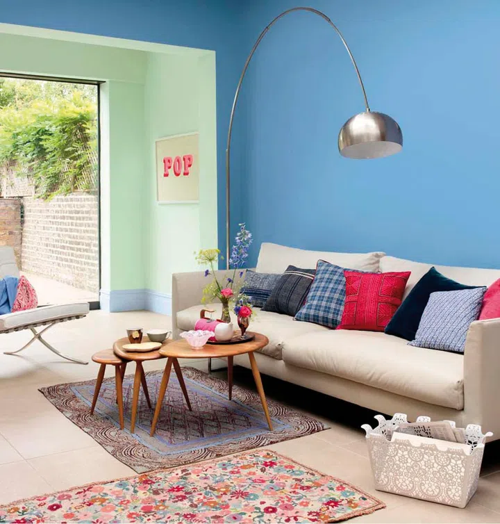 pastel colours, cheery, living room, singapore, dulux, pureair,