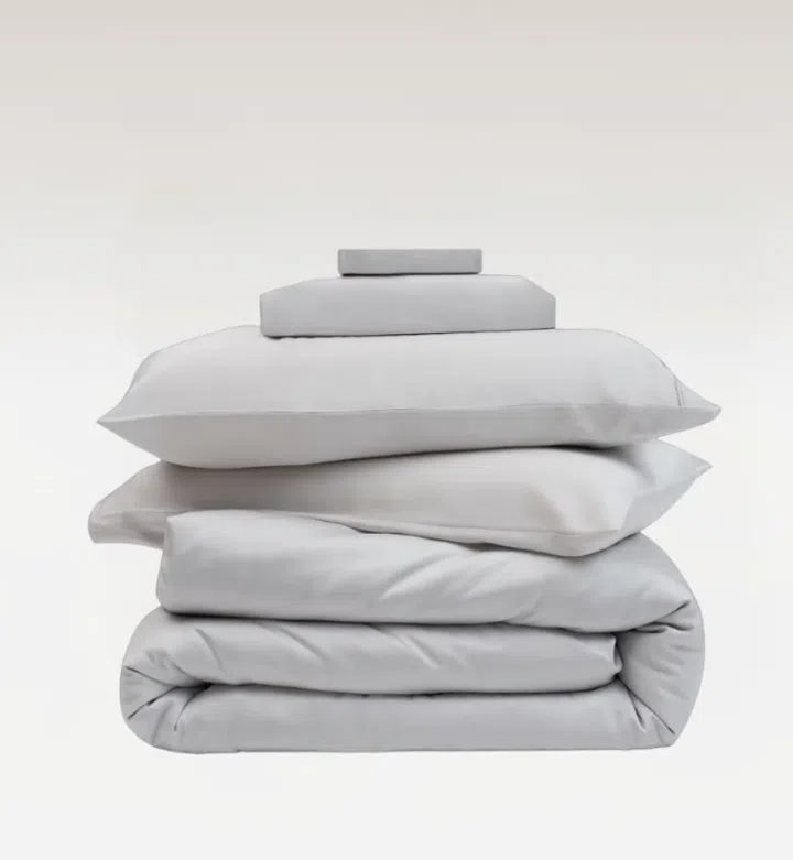 Woosa Lenzing TENCEL Lyocell Bedding Set in Queen, colour Chalk is priced at $299.