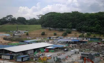The area in the background of a photo taken on July 7 is where JTC will build the Woodlands Gateway transport hub. In the foreground is the site of the Woodlands North RTS station, now under construction.