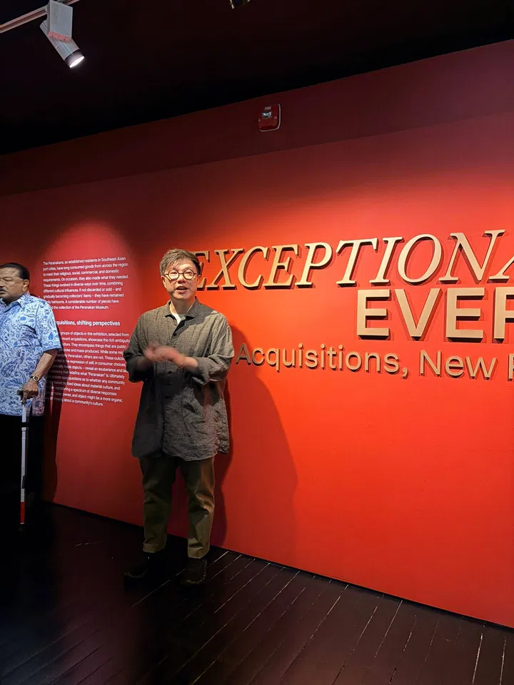 A curator at the Peranakan Museum speaking at the 27th October 2026 media opening of, Exceptional/Everyday: New Acquisitions, New Perspectives, a special exhibition examining the rich ambiguity of Peranakan material culture.