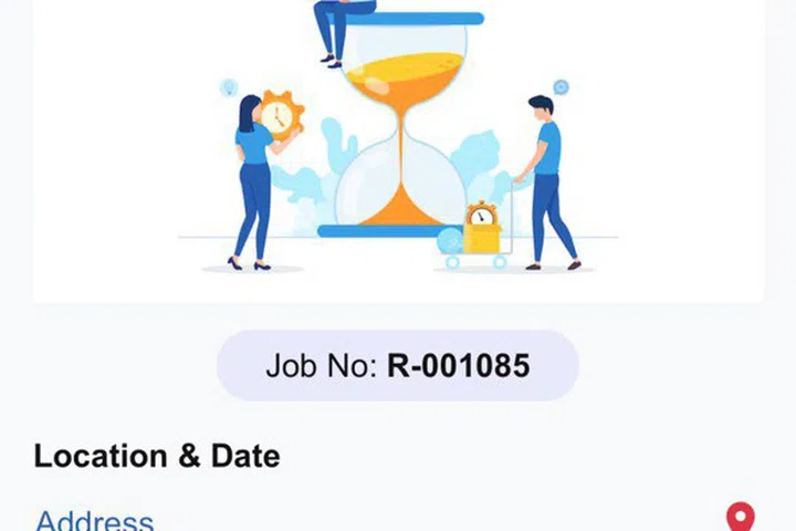 Screengrab of a 30-minute aircon servicing job request on the Coolfix mobile app.