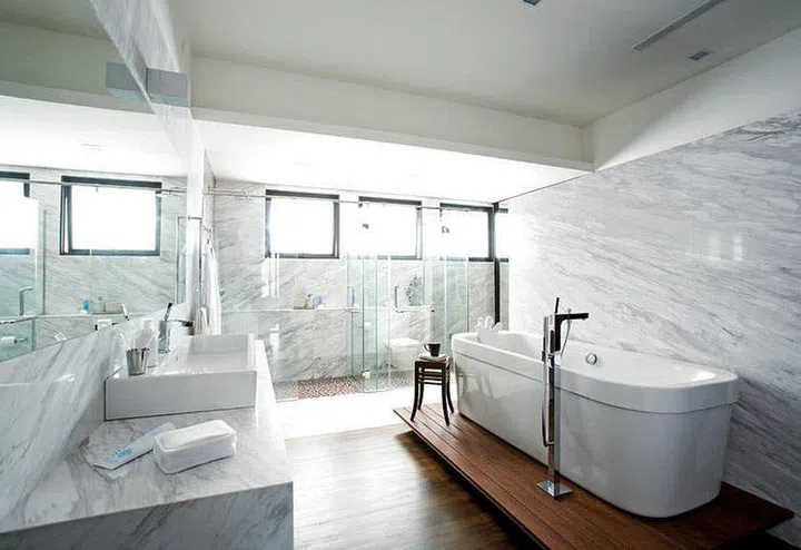 bathroom, renovation, wall finisihes, wall materials, marble