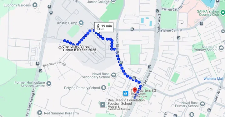 Yishun Chencharu Vines HDB BTO is a 19-minute walk to the nearest Khatib MRT Station.