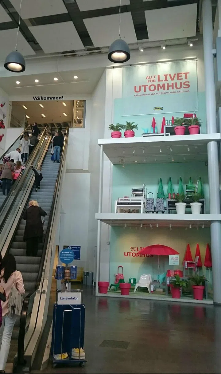 Ikea store, entrance, escalator