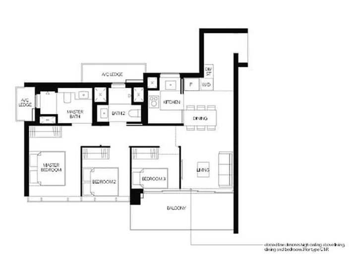Margaret Ville condo 3 bedroom floor plan. 3 Bedroom units range from 85sqm to 106sqm. Image from official Margaret Ville condo website.