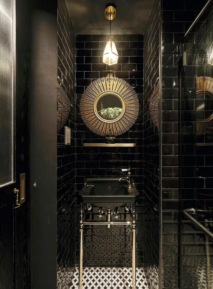 Even the master bathroom exudes full-on style factor with some interesting accessories. 