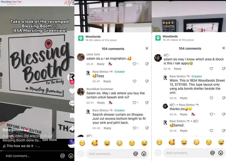 Rara Smitzx's Tiktok account showing her black and white modern themed HDB Rental Flat in Woodlands