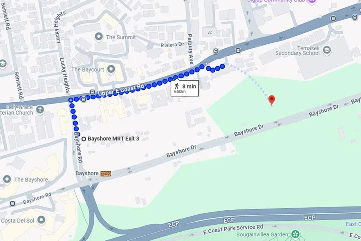 Bayshore Palms BTO is an 8-minute walk from the nearest Bayshore MRT Station.