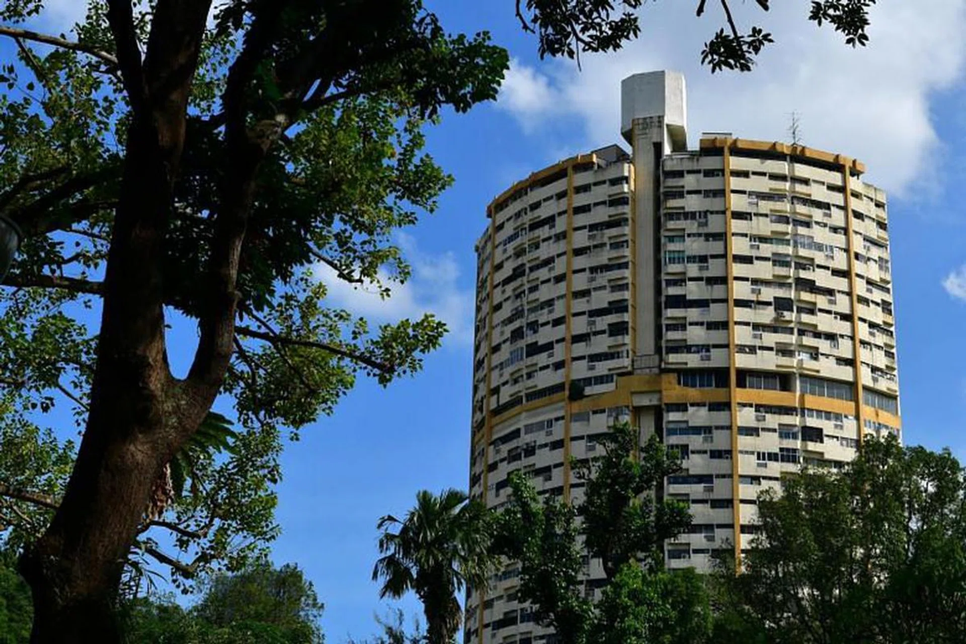 Facade of the former Pearl Bank Apartments in Singapore