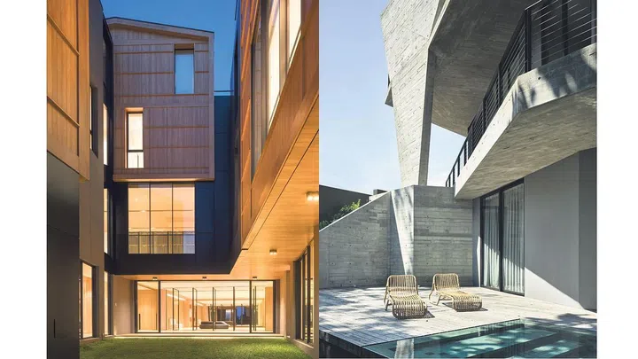 Far right: Courtyard view of a detached house located at Bukit Timah. Right: A detached house conceived utilising the site's natural topography. 