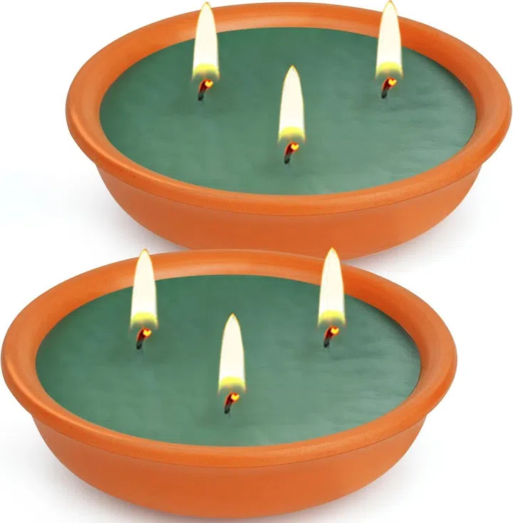 Terracotta Bowl Citronella Outdoor Candle, 2 Pieces