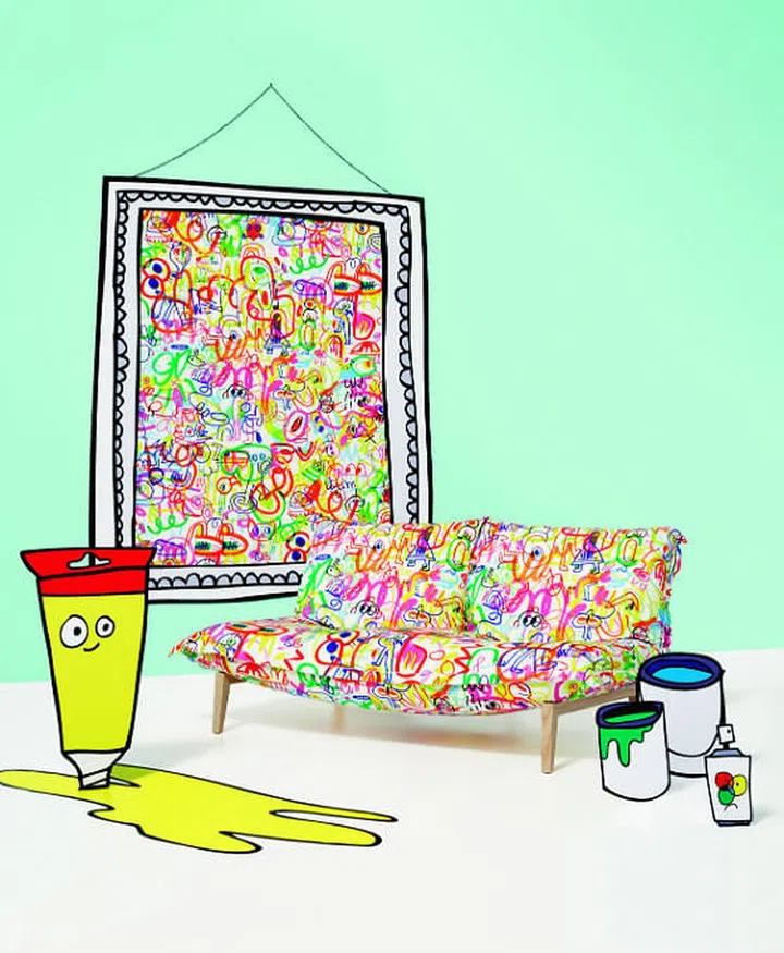 Jon Burgerman, Kirkby, fabric, upholstery