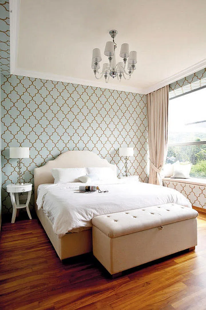 Bedroom with Wallpaper from Design Intervention 