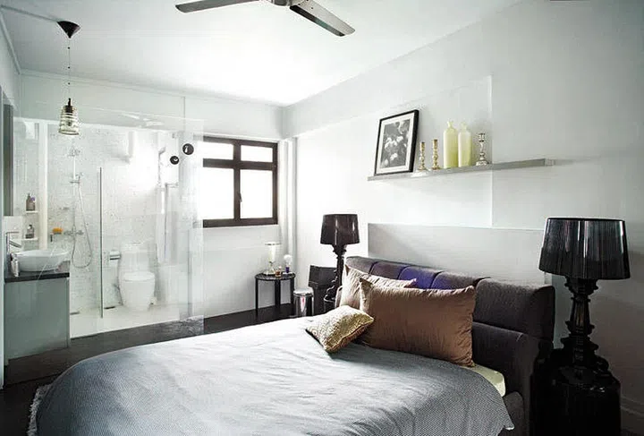 shelving above the bed