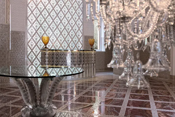 Intricate tradition design work permeates the Royal Mansour Marrakech in Marrakech, Morocco.