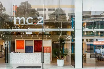 Exterior view of mc.2 showroom at 33 Ubi Ave 3, #01-28/29, Vertex Building.
