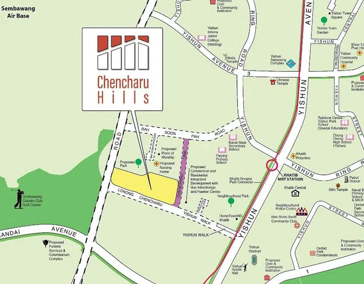 Map showing Chencharu Hills BTO in Yishun. Image HDB