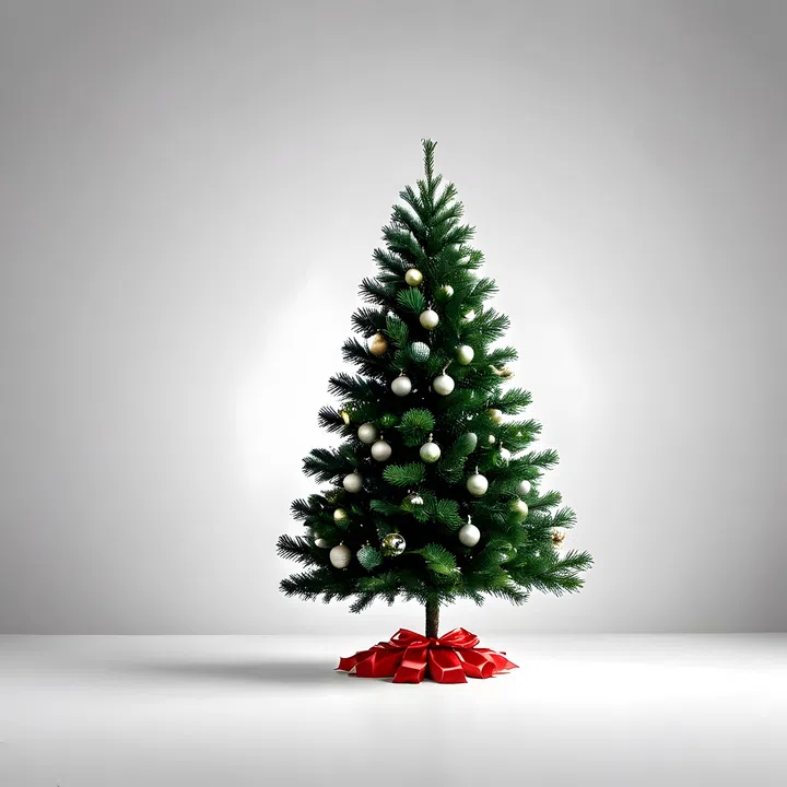 Christmas tree on white background, 3d rendering. Computer digital drawing.