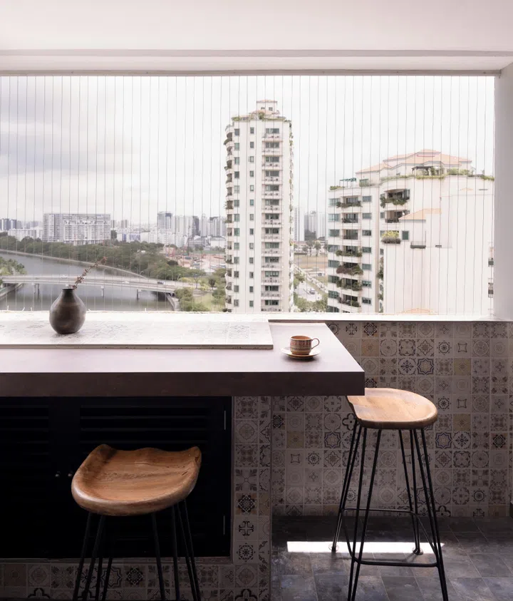 To access the balcony area, you enter via the kitchen. 