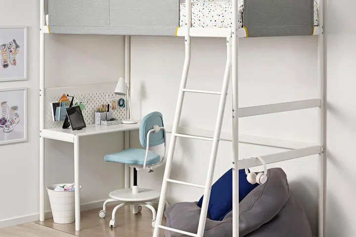 VITVAL loft bed frame with desk top from IKEA