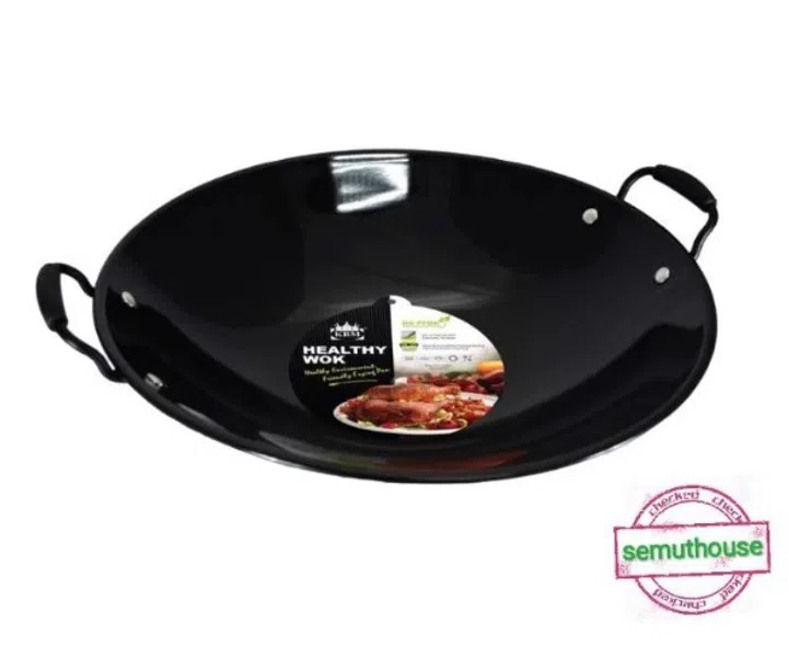 A 30cm black enamel wok costs $15.25 from Shopee Semuthouse SG.