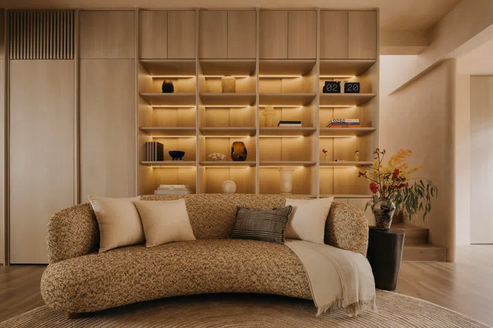 Homeowner Joseph wanted continuity between all floors, and the flooring in the living room is the same as the rest of the house.