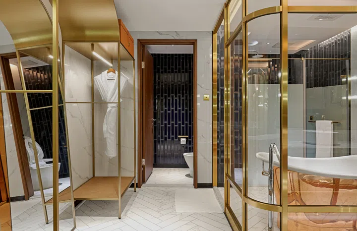 Residential suite bathroom in the OKU Hotel Taichung.