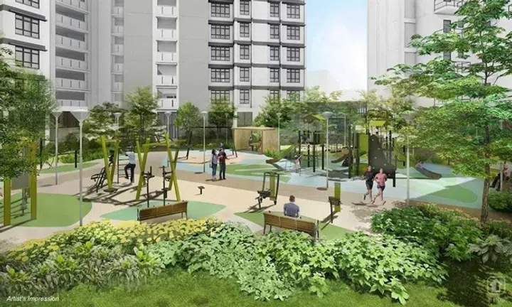 Artist's impression of rooftop garden at Clementi Emerald.