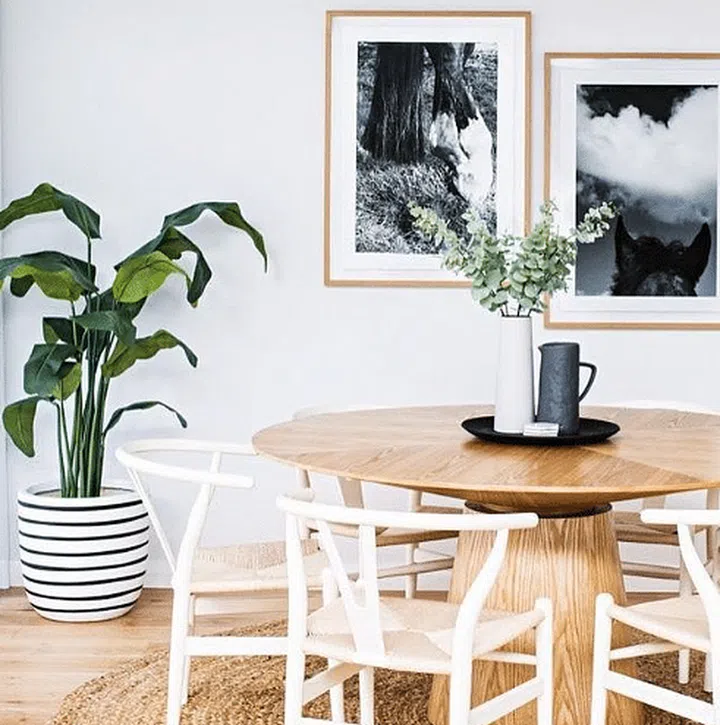 Round dining table Nordic interior design style