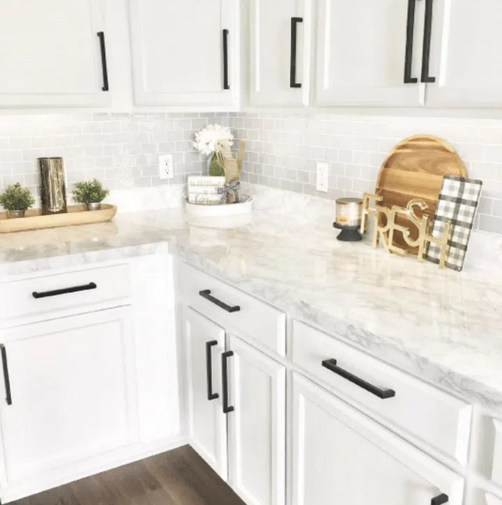 White and grey marble pattern vinyl sticker peel kitchen countertop