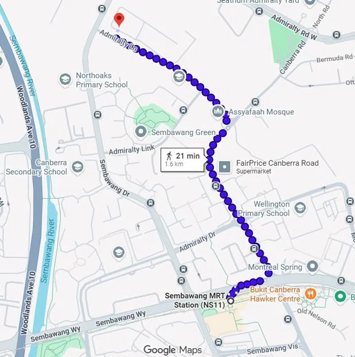 Sembawang Voyage BTO is a 21-minute walk from Sembawang MRT Station.