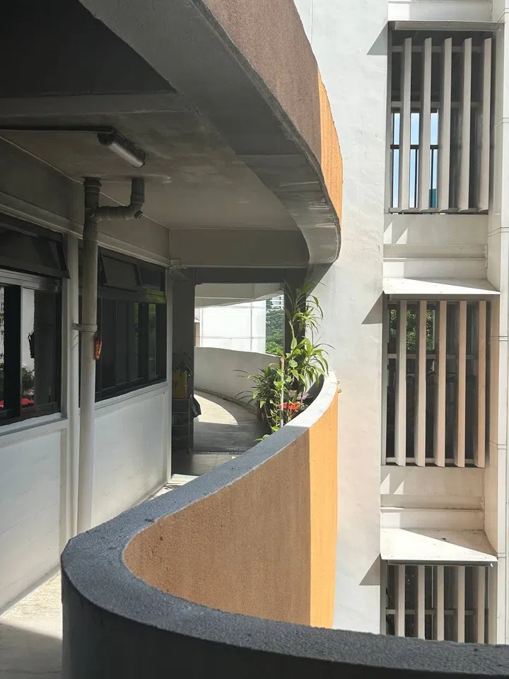 The motif of curvature extends to even the corners of the corridor of 168A Mei Ling Street.