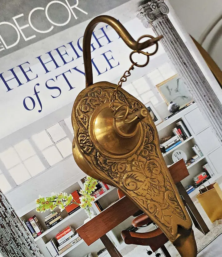 The home is filled with interesting knick knacks, including this oil lamp.