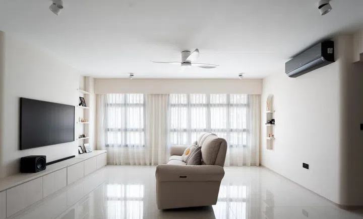 The five-room BTO flat of Melody Tan and Zegna Zheng. The couple spent about $52,000 on their renovation, slightly more than their budget of $40,000 to $45,000.