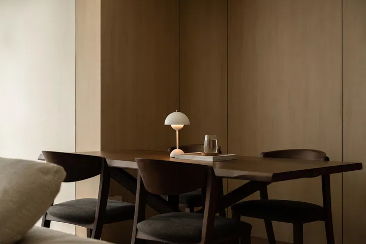 The home bar doubles as storage and covers the DB board behind it. 