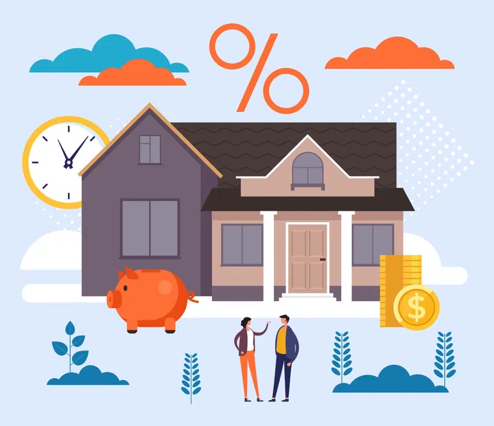 House loan concept. Vector flat cartoon graphic design illustration