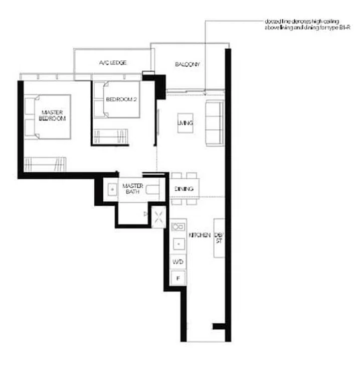 Margaret Ville condo 2 bedroom floor plan. 2 Bedroom units range from 61sqm to 72sqm. Image from official Margaret Ville condo website.