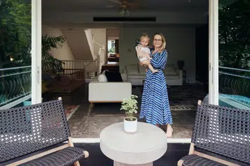 Pictured here is Dutch entrepreneur Lotte, founder of textile brand Annafilippa, and daughter. She lives in this rented 4-storey townhouse in Sommerville Park condo (4,101 sq ft) with her Swedish husband who works in shipping, their two young daughters, and their helper.