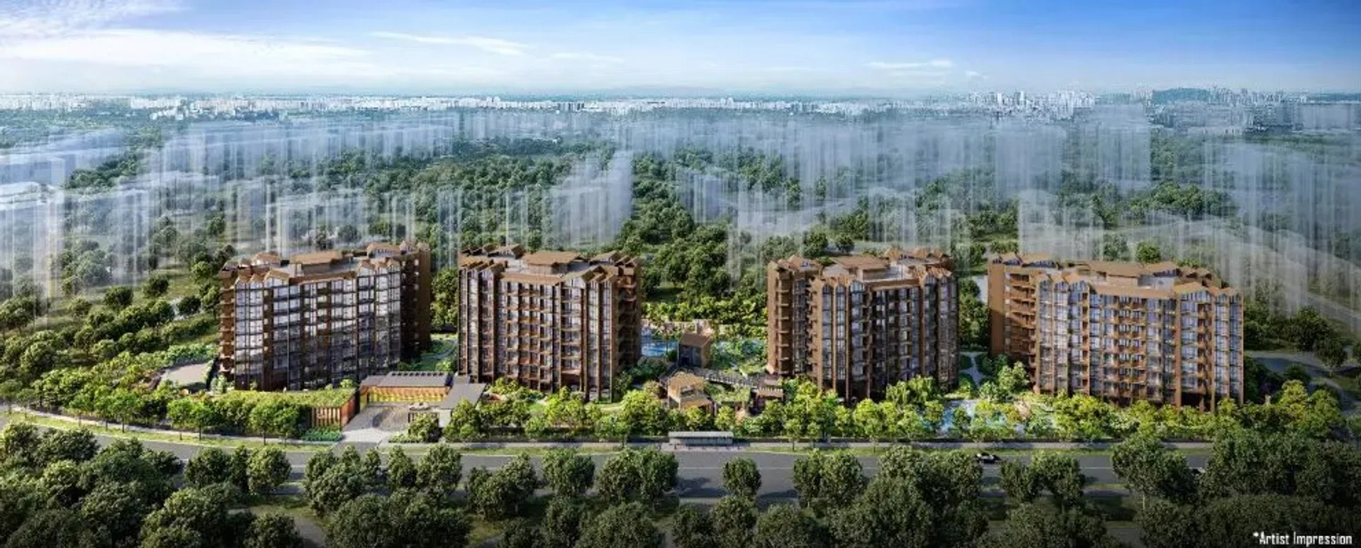 Artist's impression of Kassia condo, aerial view.